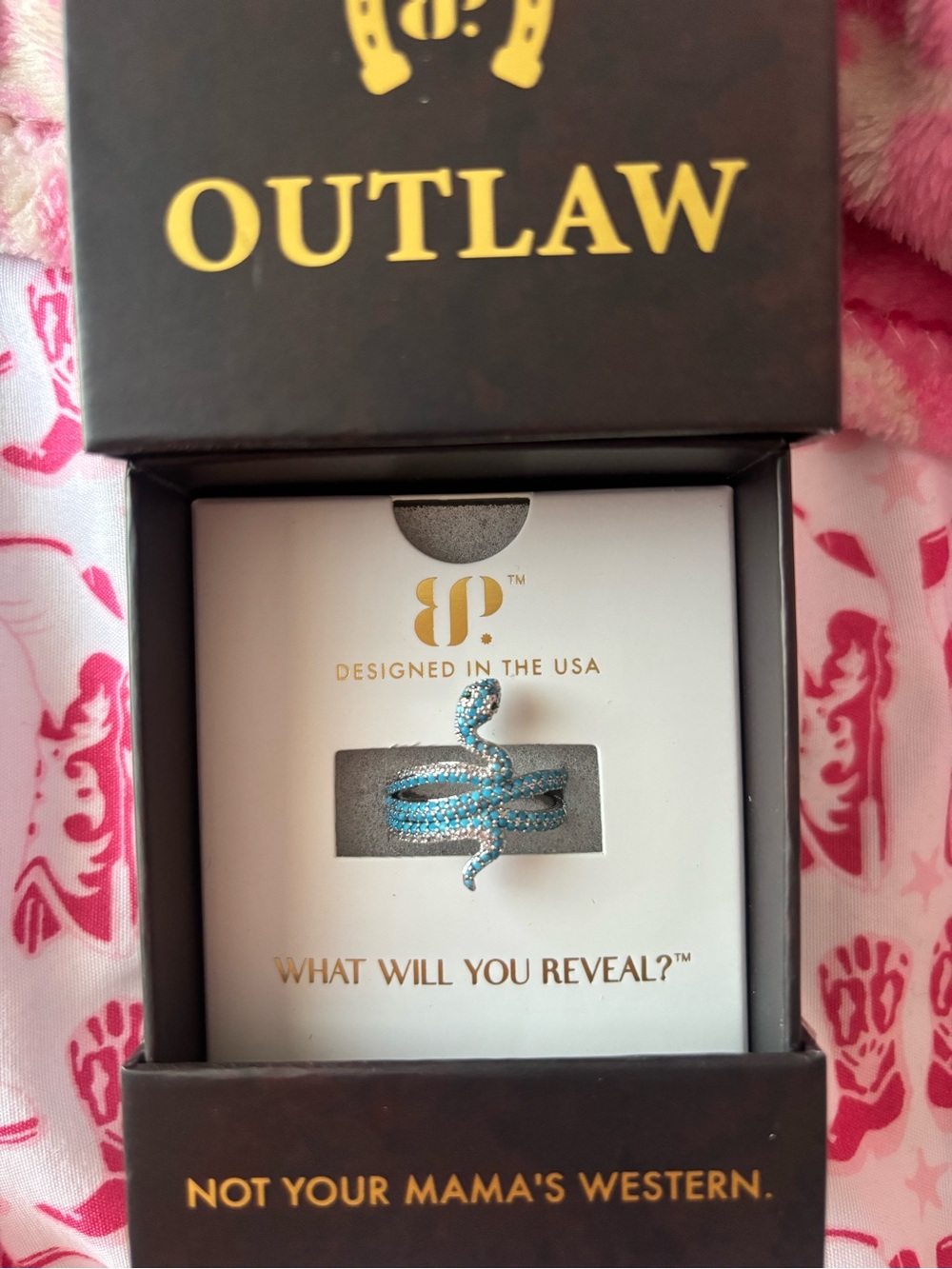 bomb party outlaw western bite snake ring